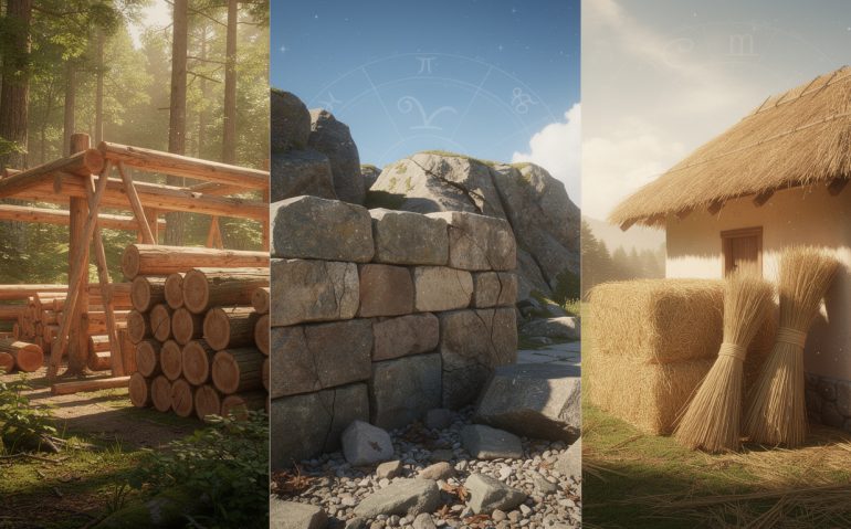 découvrez comment choisir vos matériaux de construction – bois, pierre ou paille – en harmonie avec votre élément astrologique pour un habitat personnalisé et équilibré.