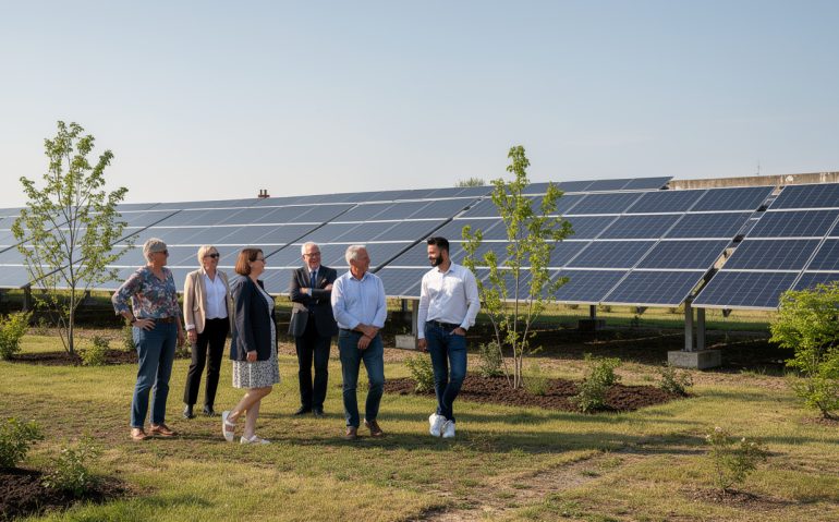 découvrez l'inauguration d'un parc solaire citoyen, où des panneaux photovoltaïques ont été installés sur une ancienne zone de dépôt de matériaux, alliant écologie et réhabilitation urbaine.