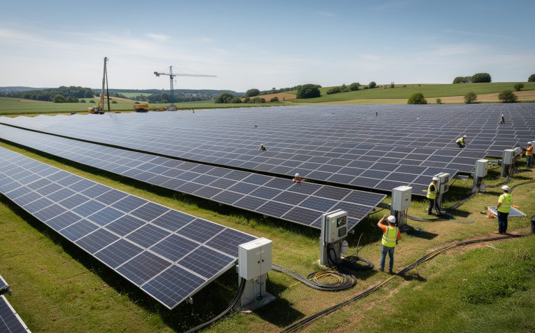 libaros : le parc photovoltaïque entre dans sa phase finale pour une production d'énergie propre et durable imminente.